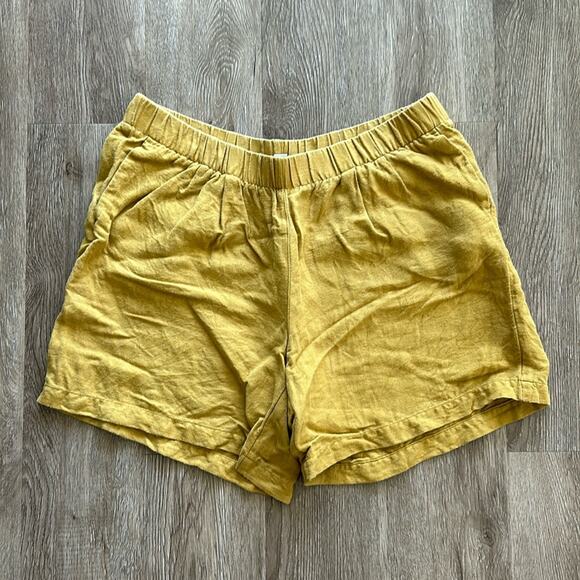 J.Jill Linen Blend High Waist Shorts Mustard Size Medium Petite - Picture 1 of 5